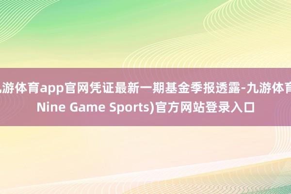 九游体育app官网凭证最新一期基金季报透露-九游体育(Nine Game Sports)官方网站登录入口