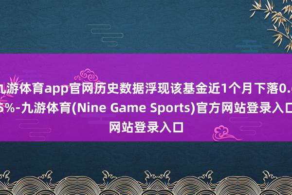 九游体育app官网历史数据浮现该基金近1个月下落0.65%-九游体育(Nine Game Sports)官方网站登录入口